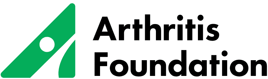 Arthritis Foundation logo with a green abstract triangle and circle symbol and black text.
