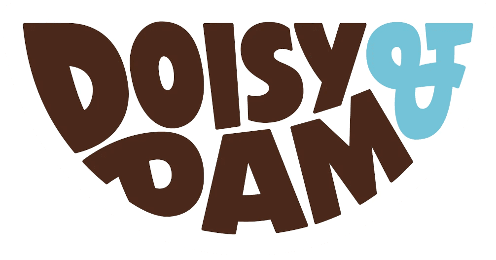 Doisy & Dam logo with bold rounded uppercase letters and a light blue ampersand.