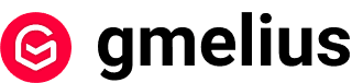 Gmelius logo with a pink circle containing a G-shaped checkmark and lowercase black text.