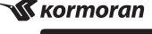 Kormoran logo with an abstract geometric bird above the lowercase italic wordmark kormoran
