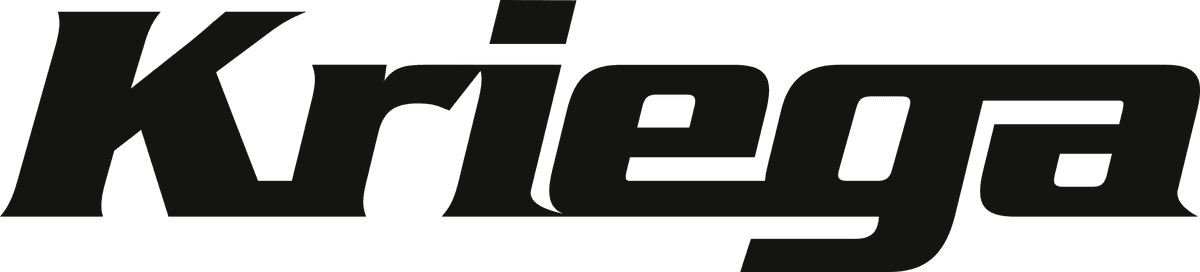 Kriega logo renders its name in a bold, wide, italic geometric sans-serif wordmark.