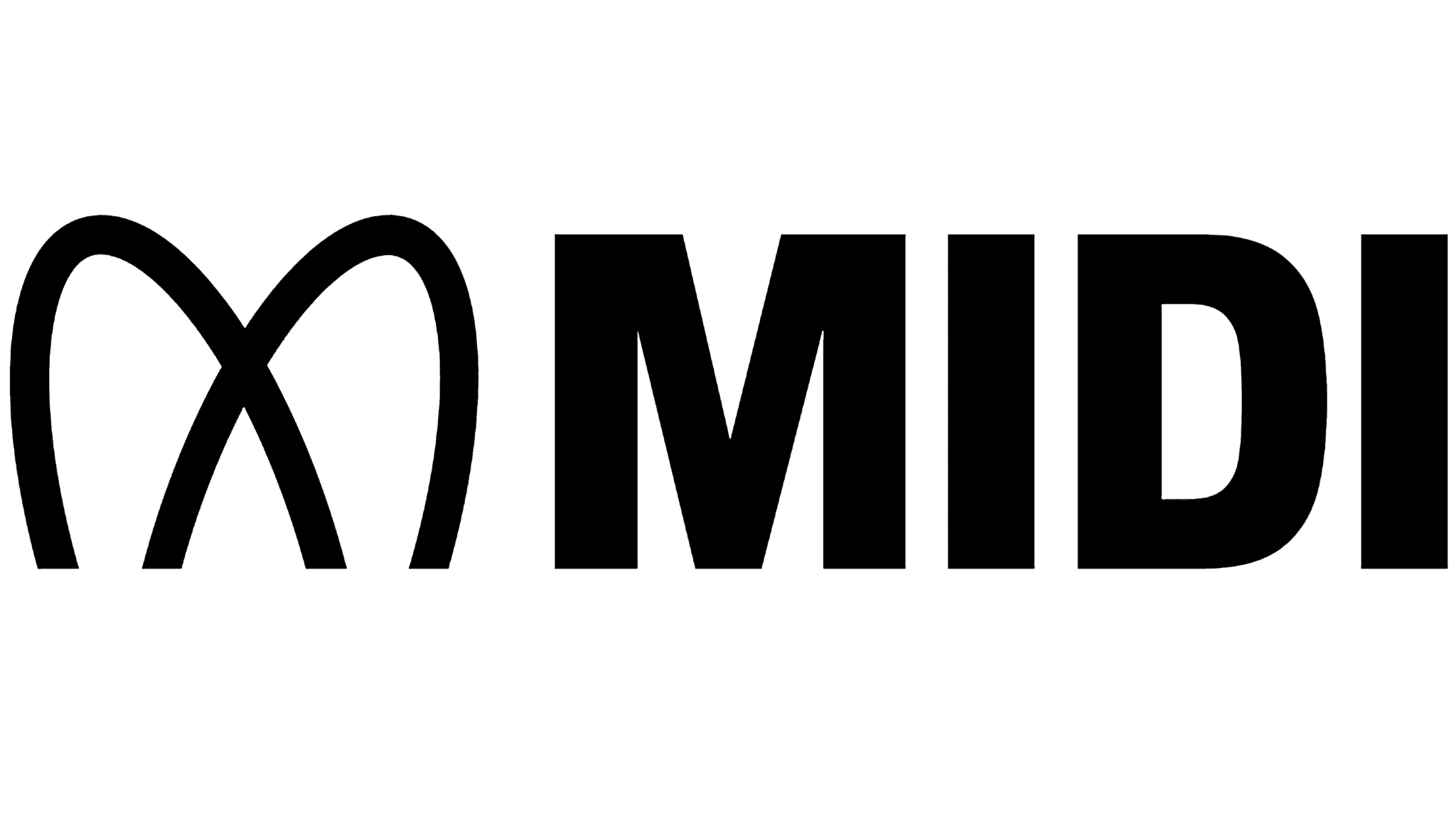 MIDI logo with a black intersecting loop symbol on the left and bold uppercase MIDI text on the right.