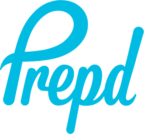 Prepd logo in blue script lettering.
