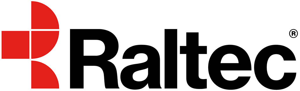 Raltec logo with an abstract red geometric cross symbol to the left of black text.