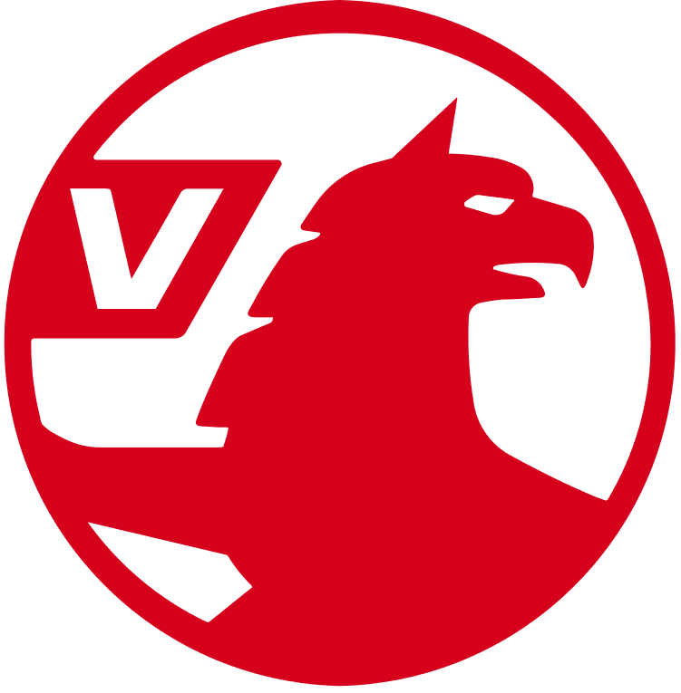 Vauxhall logo with a red circular badge containing a griffin and a V.