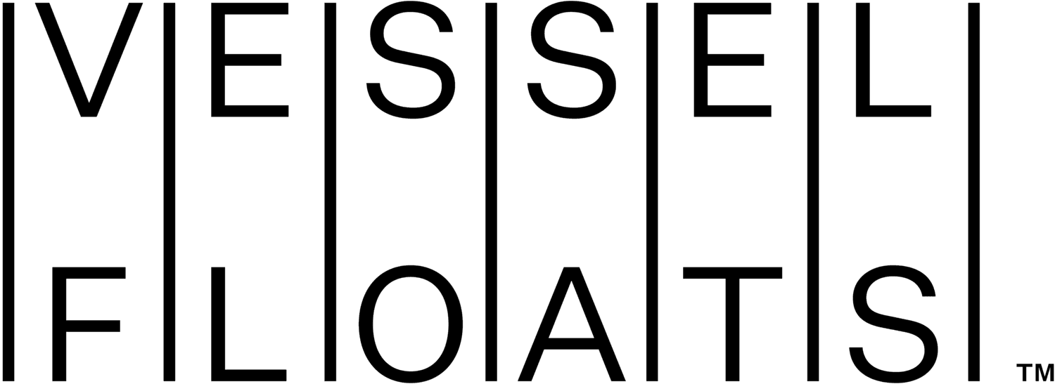 Vessel Floats logo with the text VESSEL FLOATS in uppercase letters separated by vertical lines.