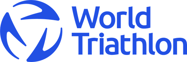 World Triathlon logo with three swirling blue shapes and the text World Triathlon.