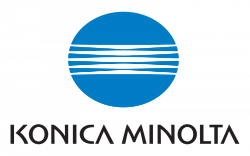 Konica Minolta globe logo with five horizontal lines