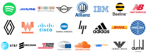 Famous logos with lines including IBM, Adidas and Cisco